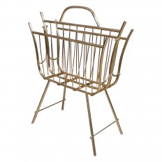 Stylized brass magazine rack
